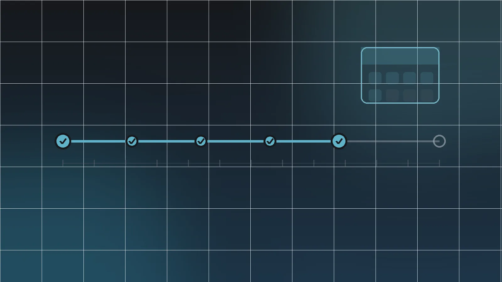 Timeline with milestone dots and week markers — the path from enquiry to launch