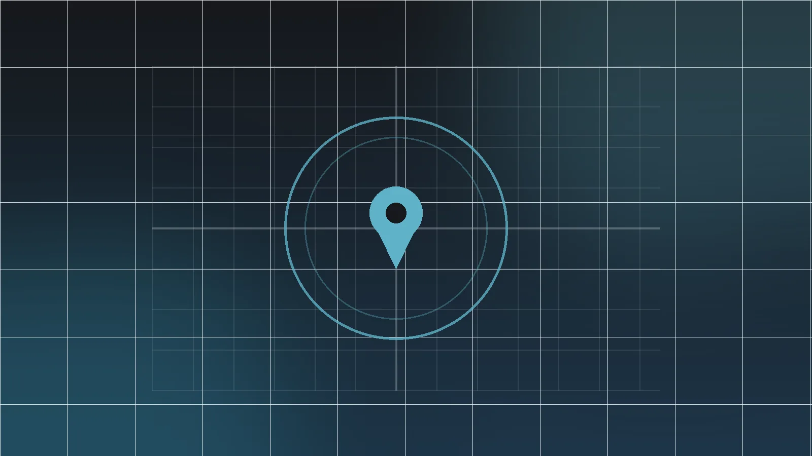 City map with a radius circle and a location pin — the catchment area of a local business
